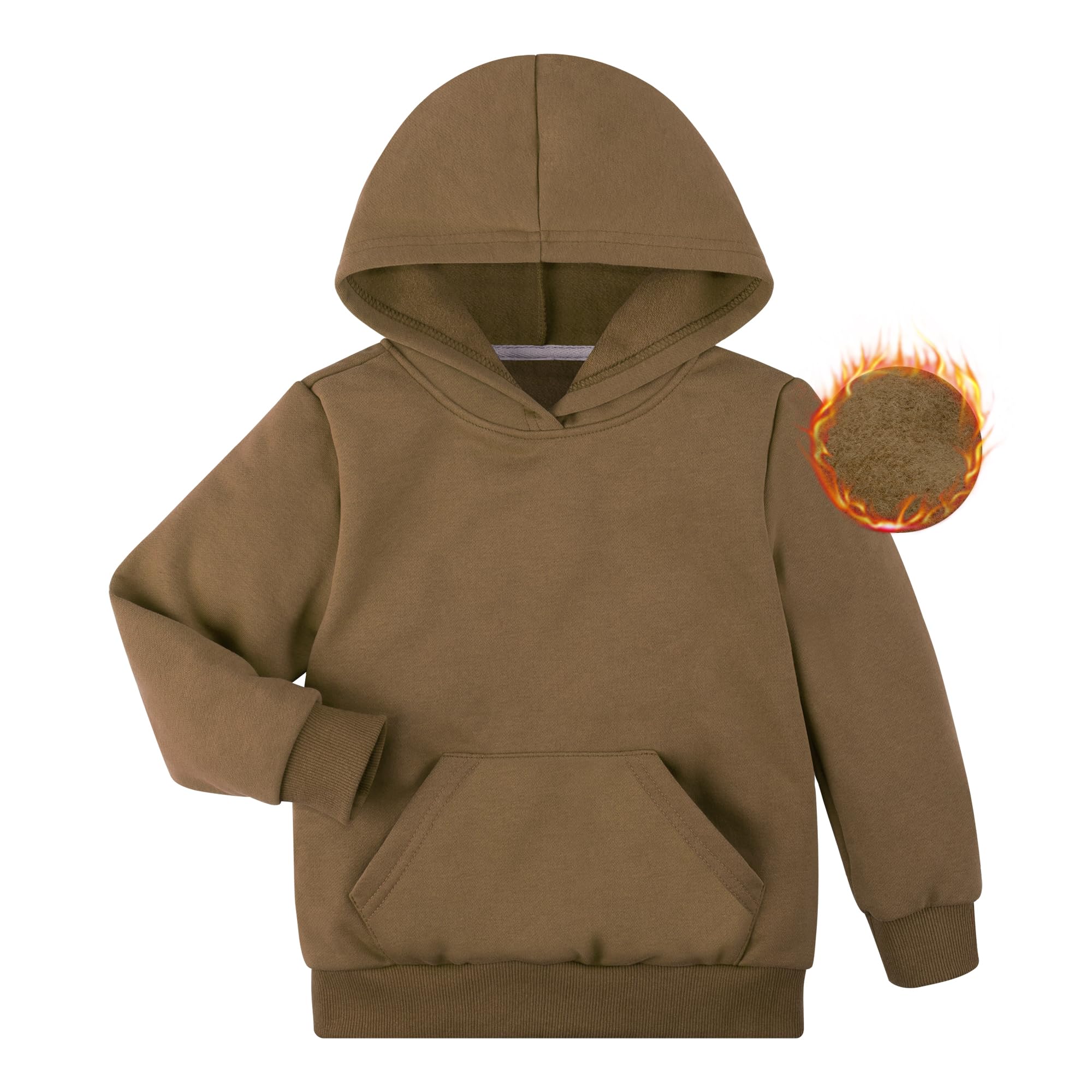 BIG ELEPHANT Boys Hooded Sweatshirt Fleece Pullover Hoodies Long Sleeve Warm Hoodie Sweatshirts with Pocket for Kids
