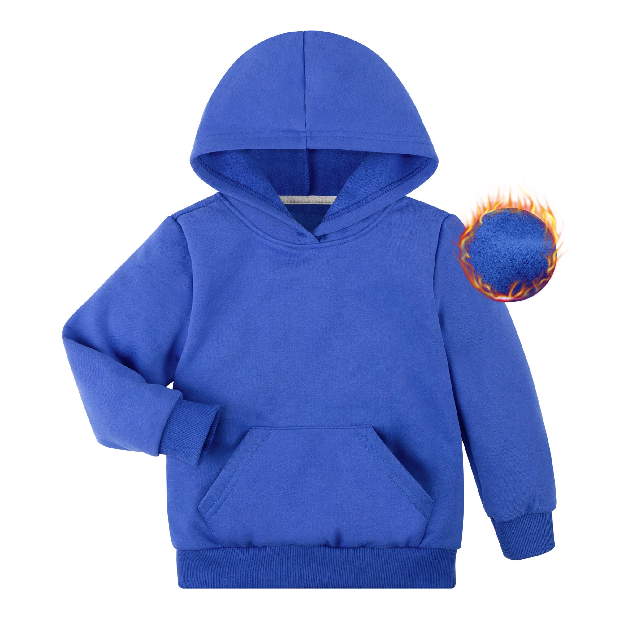 BIG ELEPHANT Boys Hooded Sweatshirt Fleece Pullover Hoodies Long Sleeve Warm Hoodie Sweatshirts with Pocket for Kids