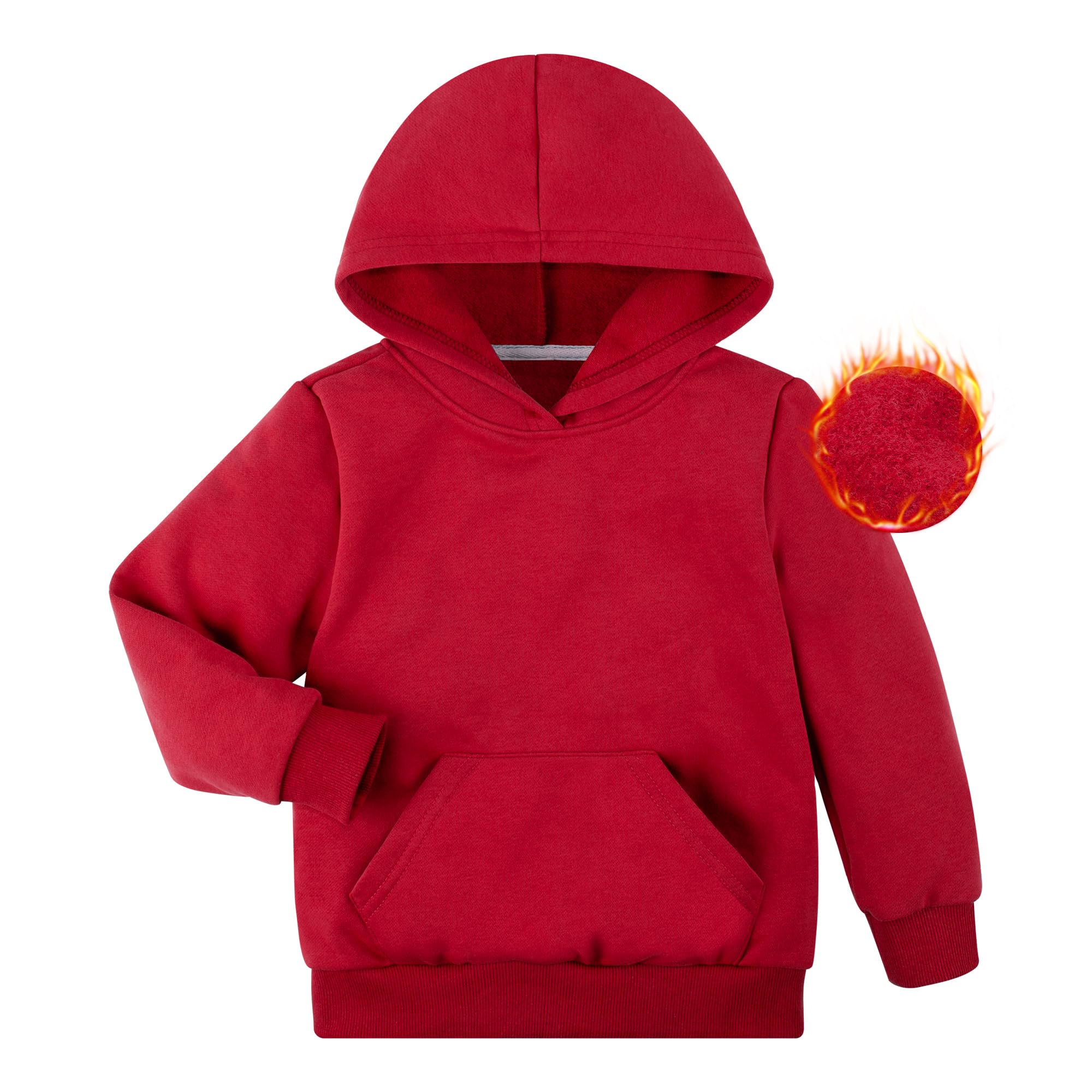 BIG ELEPHANT Boys Hooded Sweatshirt Fleece Pullover Hoodies Long Sleeve Warm Hoodie Sweatshirts with Pocket for Kids