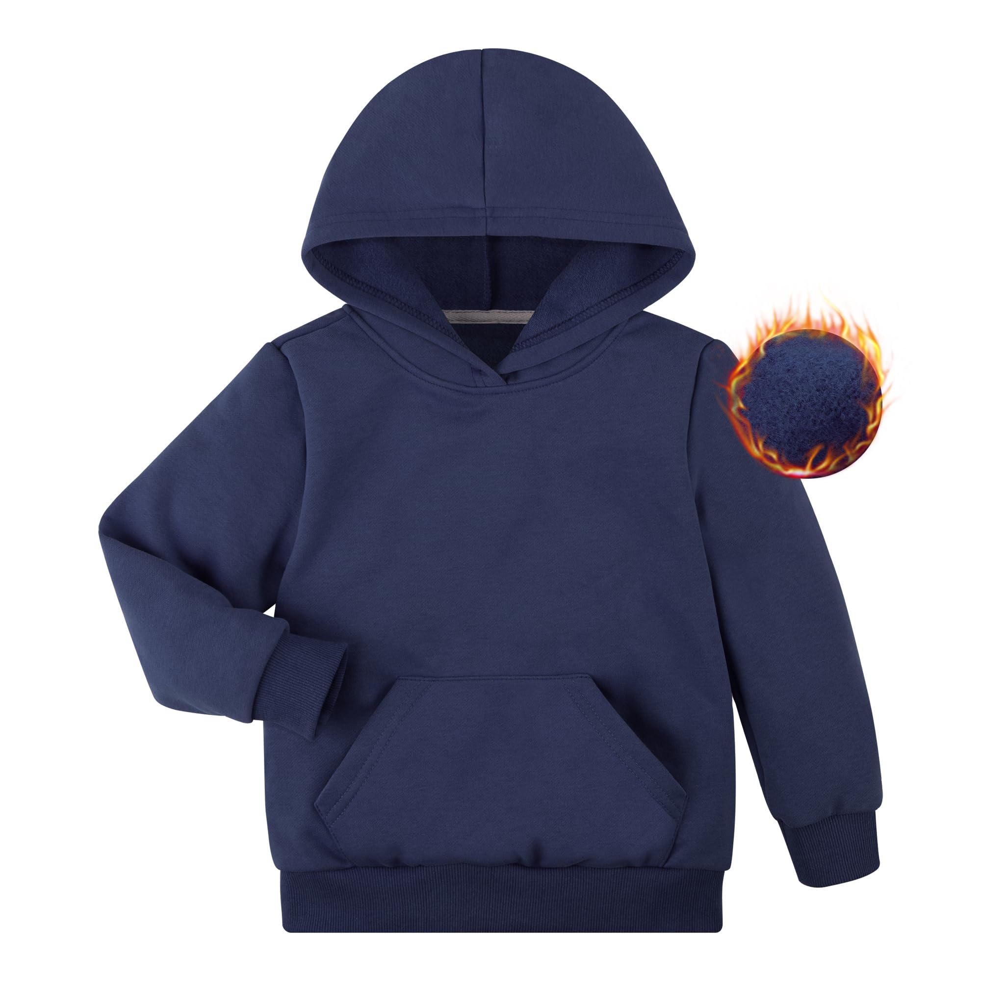 BIG ELEPHANT Boys Hooded Sweatshirt Fleece Pullover Hoodies Long Sleeve Warm Hoodie Sweatshirts with Pocket for Kids