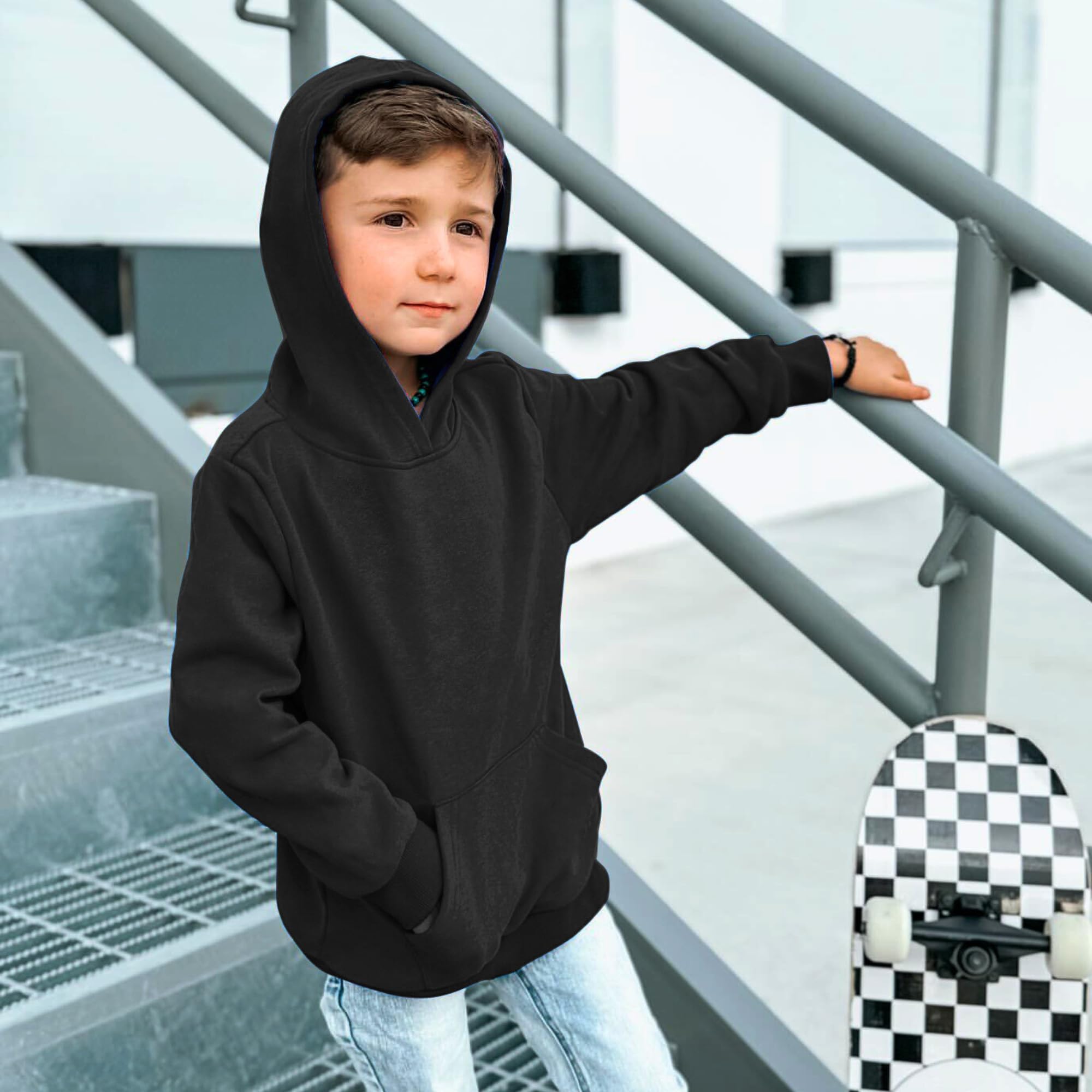 BIG ELEPHANT Boys Hooded Sweatshirt Fleece Pullover Hoodies Long Sleeve Warm Hoodie Sweatshirts with Pocket for Kids