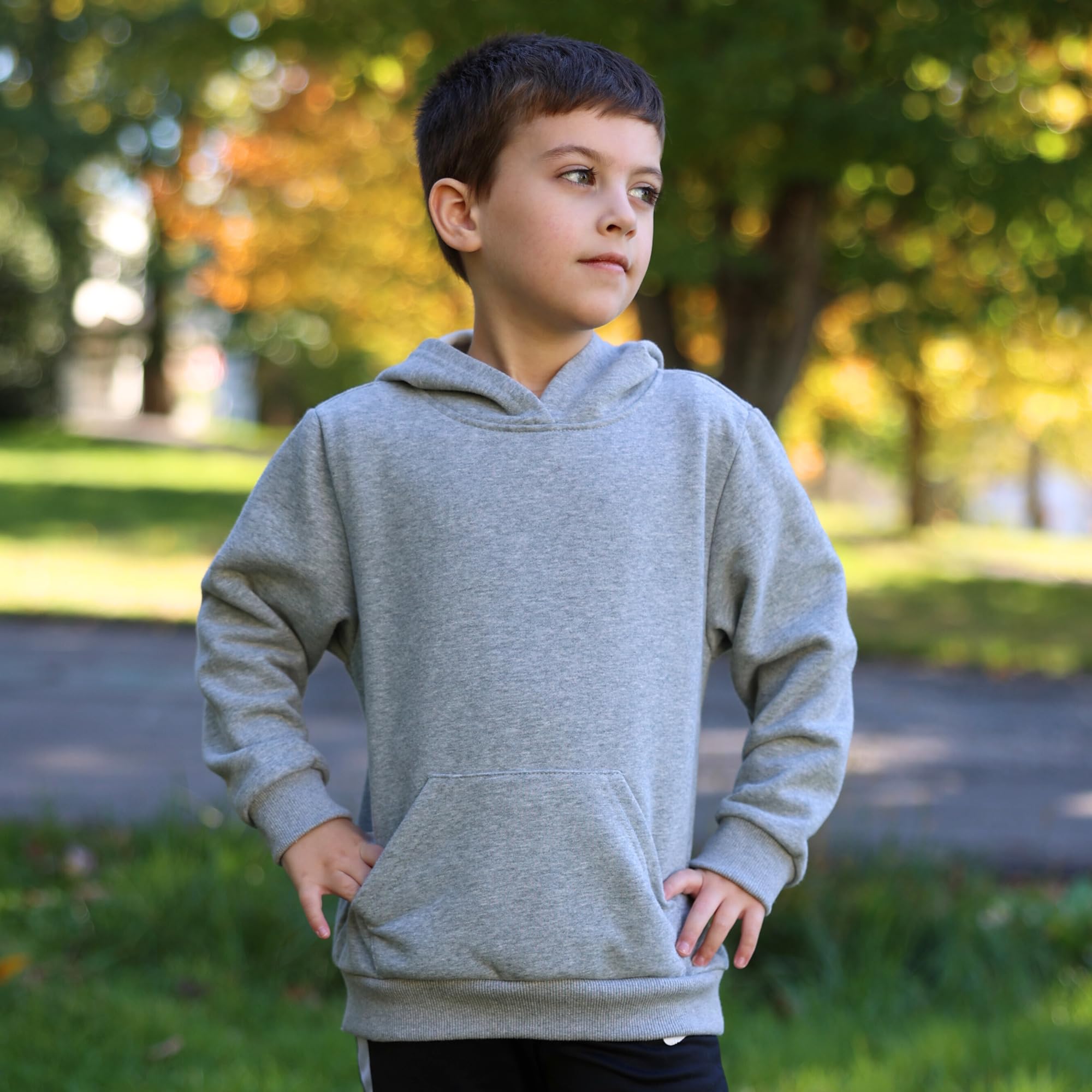 BIG ELEPHANT Boys Hooded Sweatshirt Fleece Pullover Hoodies Long Sleeve Warm Hoodie Sweatshirts with Pocket for Kids