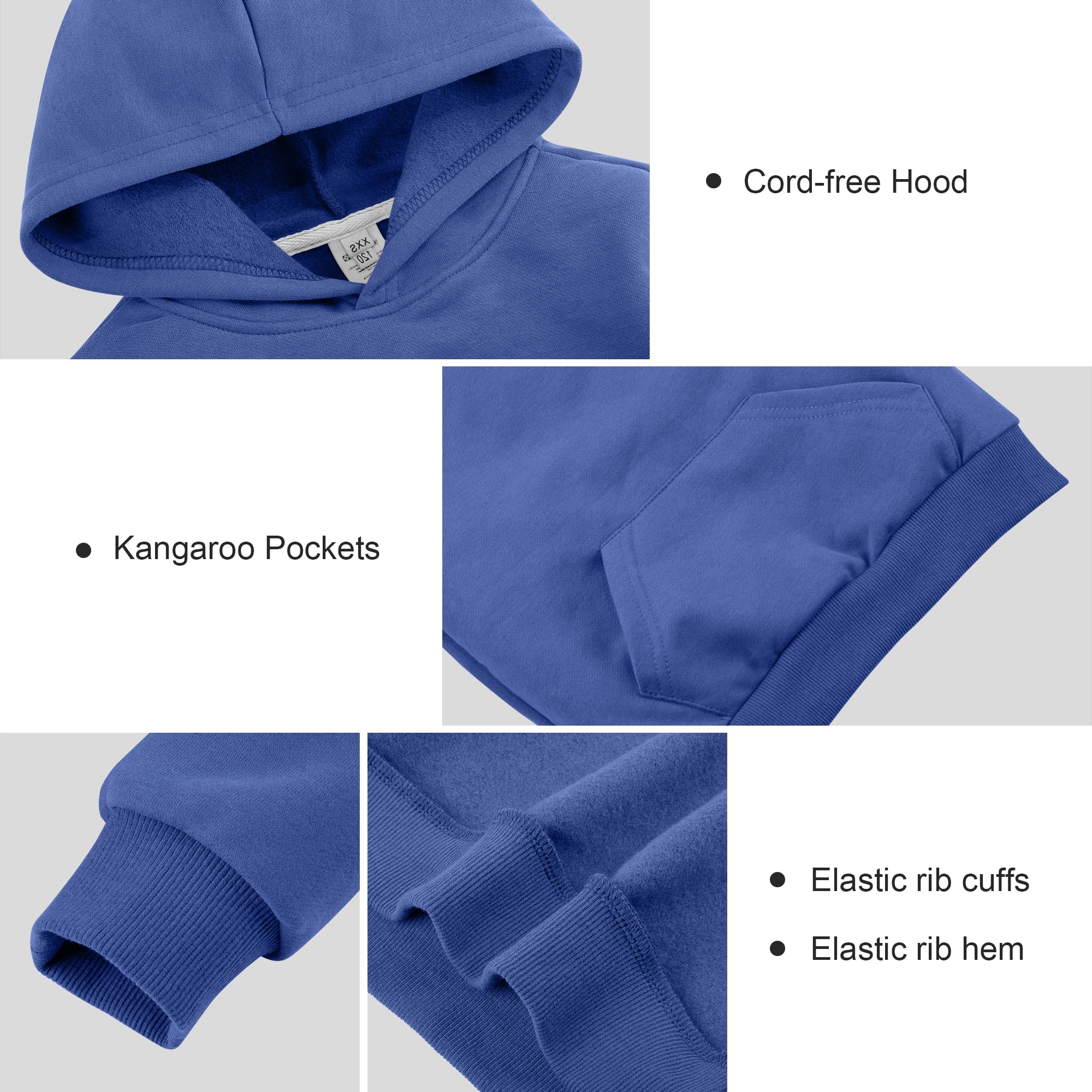 BIG ELEPHANT Boys Hooded Sweatshirt Fleece Pullover Hoodies Long Sleeve Warm Hoodie Sweatshirts with Pocket for Kids