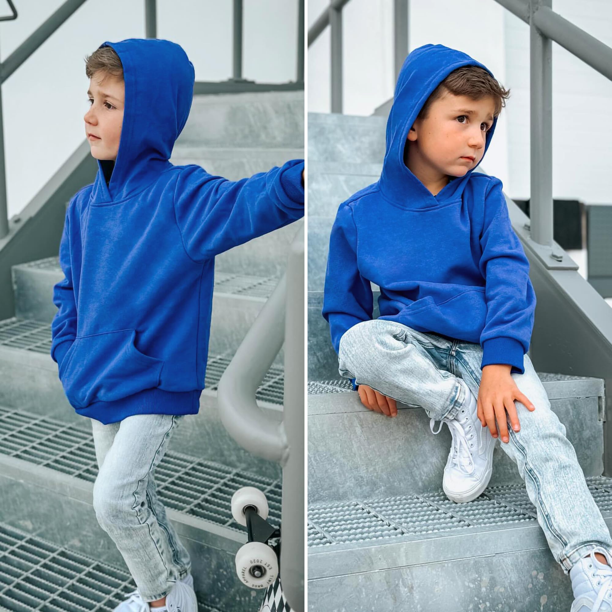 BIG ELEPHANT Boys Hooded Sweatshirt Fleece Pullover Hoodies Long Sleeve Warm Hoodie Sweatshirts with Pocket for Kids