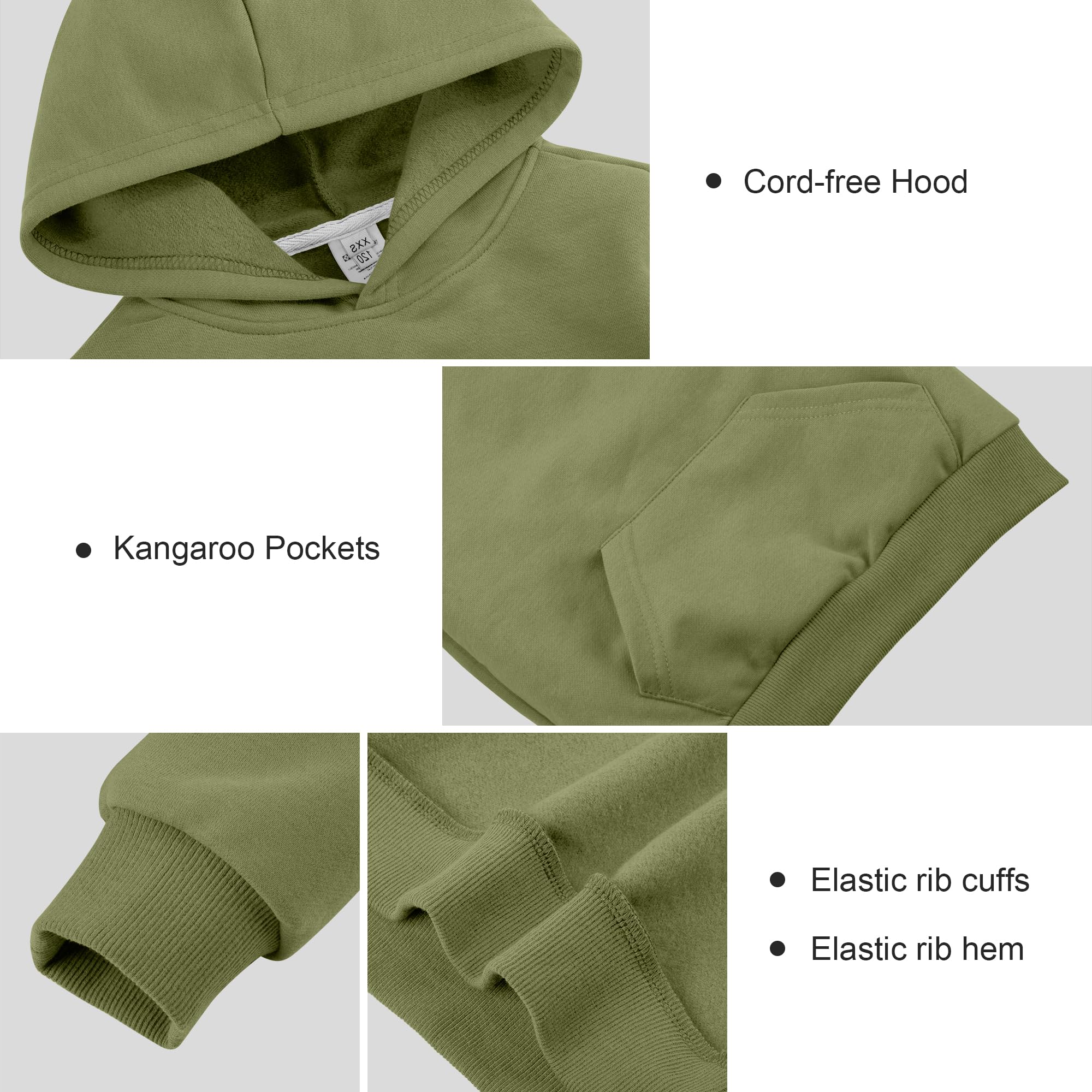BIG ELEPHANT Boys Hooded Sweatshirt Fleece Pullover Hoodies Long Sleeve Warm Hoodie Sweatshirts with Pocket for Kids