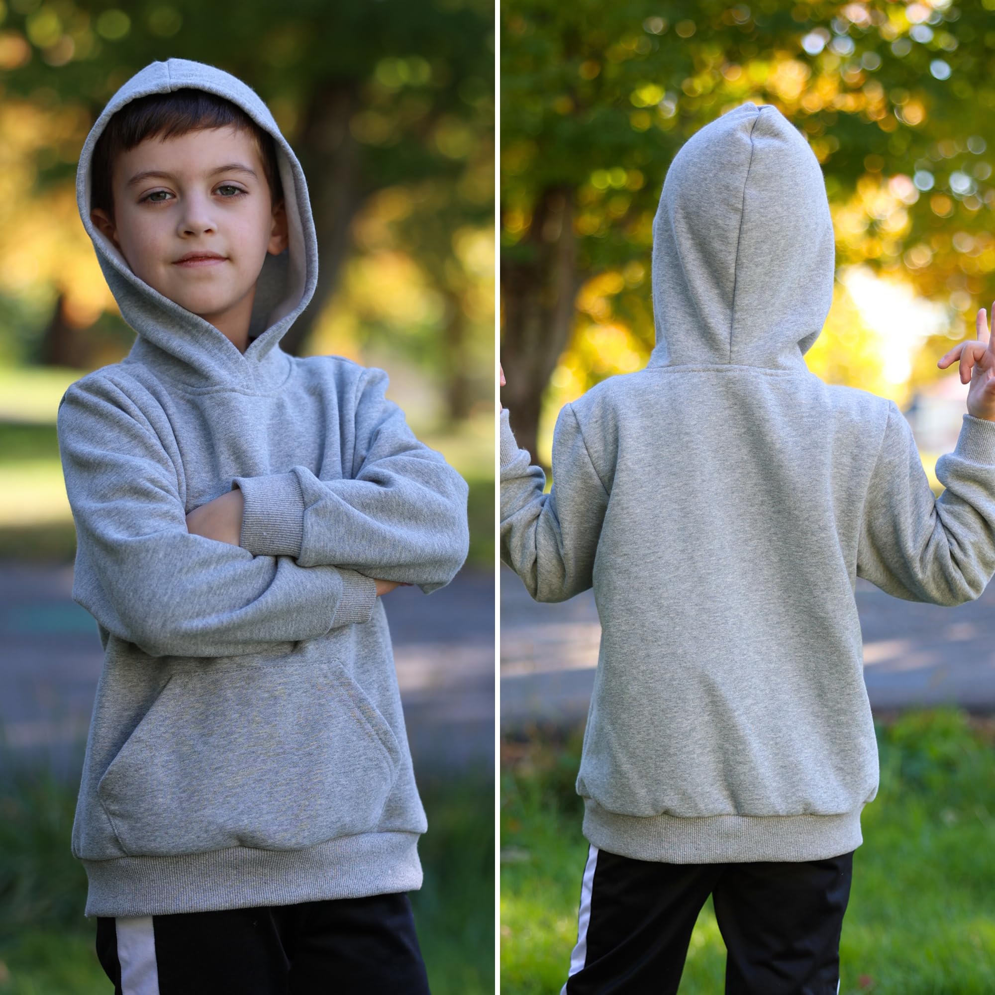 BIG ELEPHANT Boys Hooded Sweatshirt Fleece Pullover Hoodies Long Sleeve Warm Hoodie Sweatshirts with Pocket for Kids