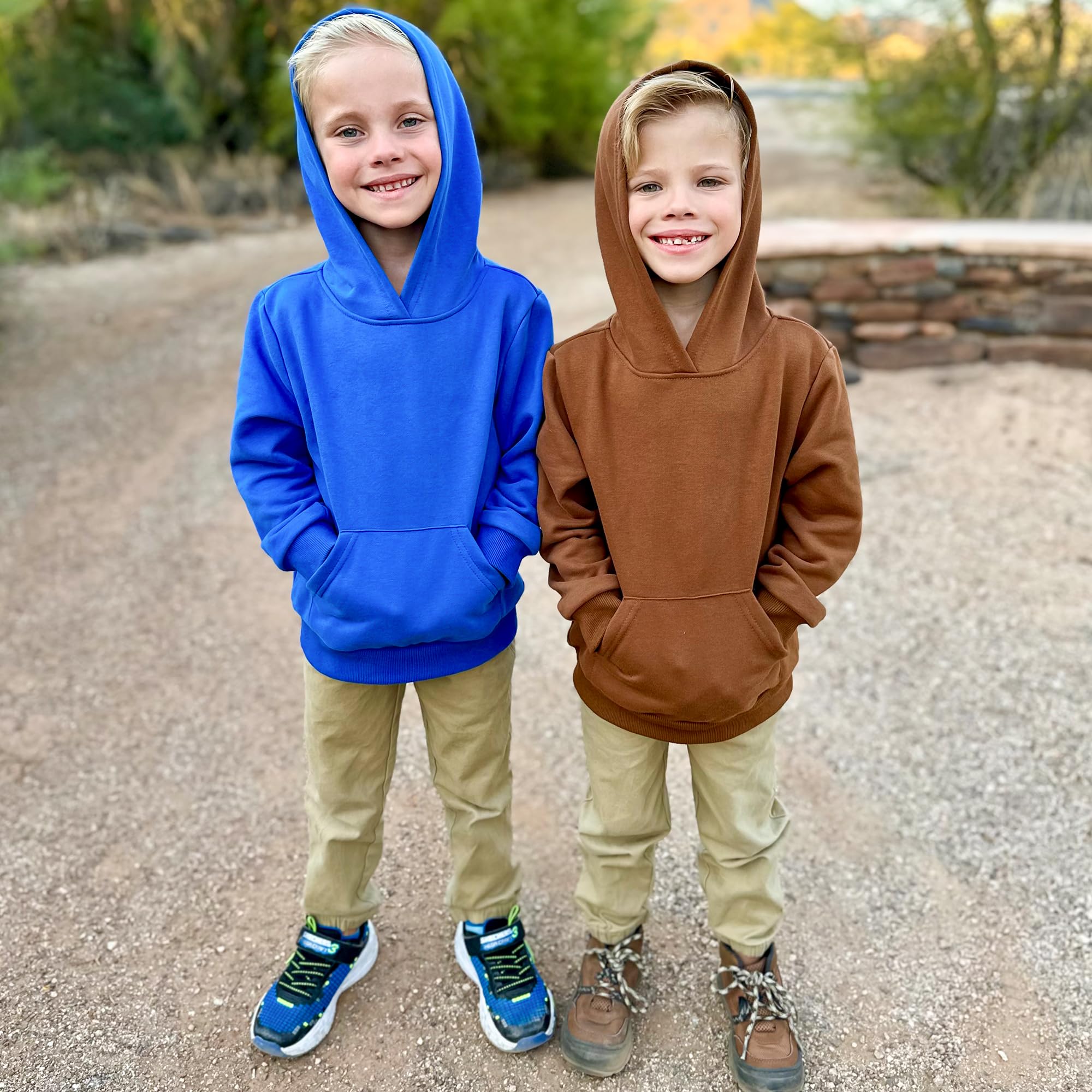 BIG ELEPHANT Boys Hooded Sweatshirt Fleece Pullover Hoodies Long Sleeve Warm Hoodie Sweatshirts with Pocket for Kids