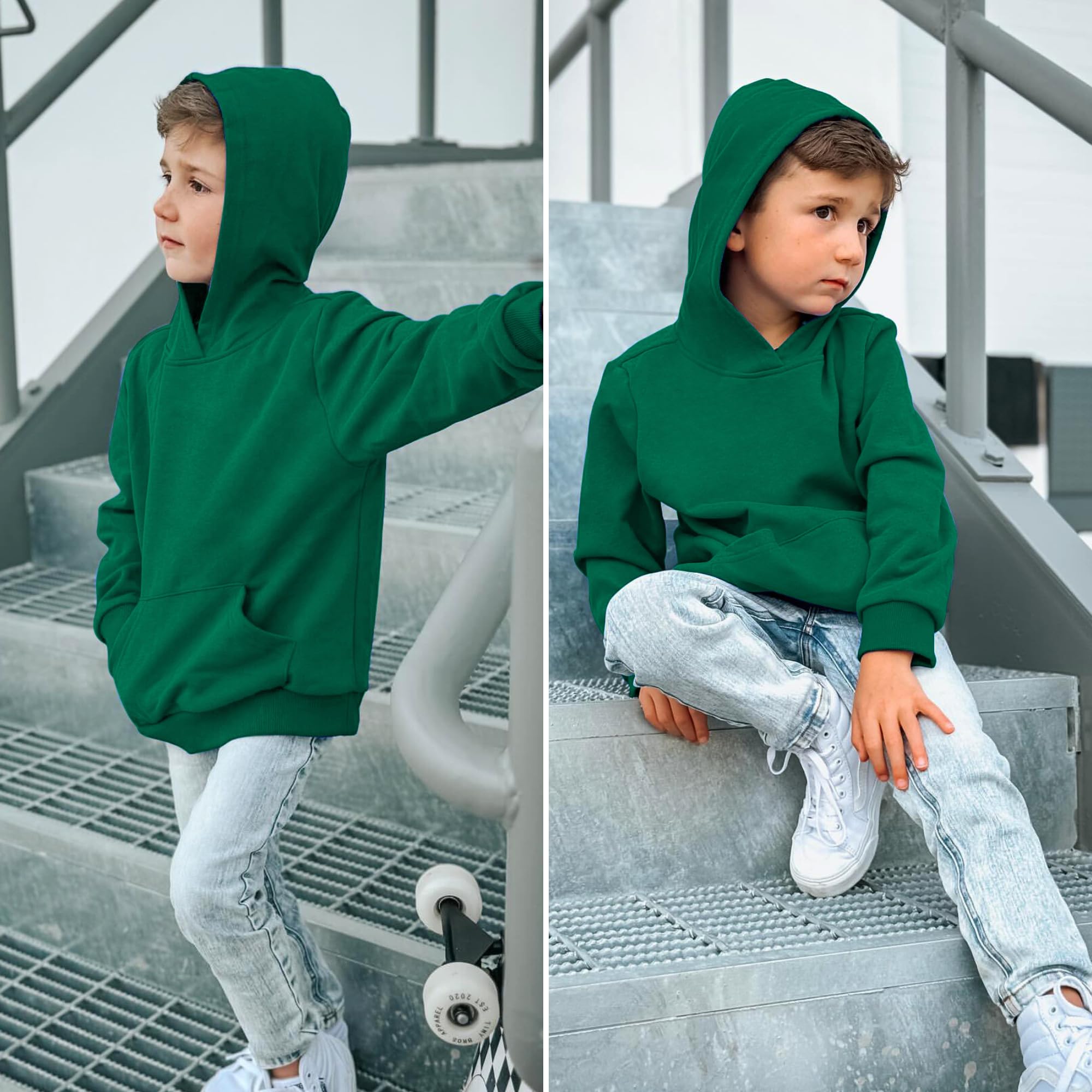 BIG ELEPHANT Boys Hooded Sweatshirt Fleece Pullover Hoodies Long Sleeve Warm Hoodie Sweatshirts with Pocket for Kids